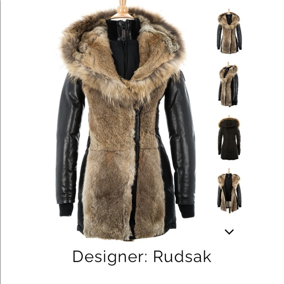 Rudsak Arly Leather Sleeved Parka With Fur Trim size XS - Picture 6 of 9